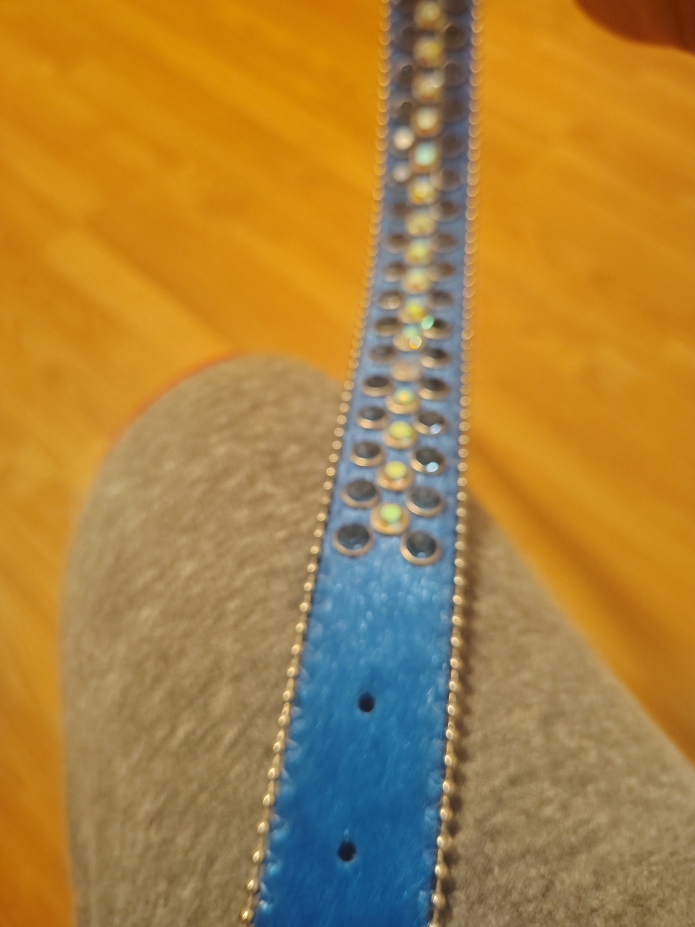 Rockstar Original Blue Pony Hair belt With rhinestones